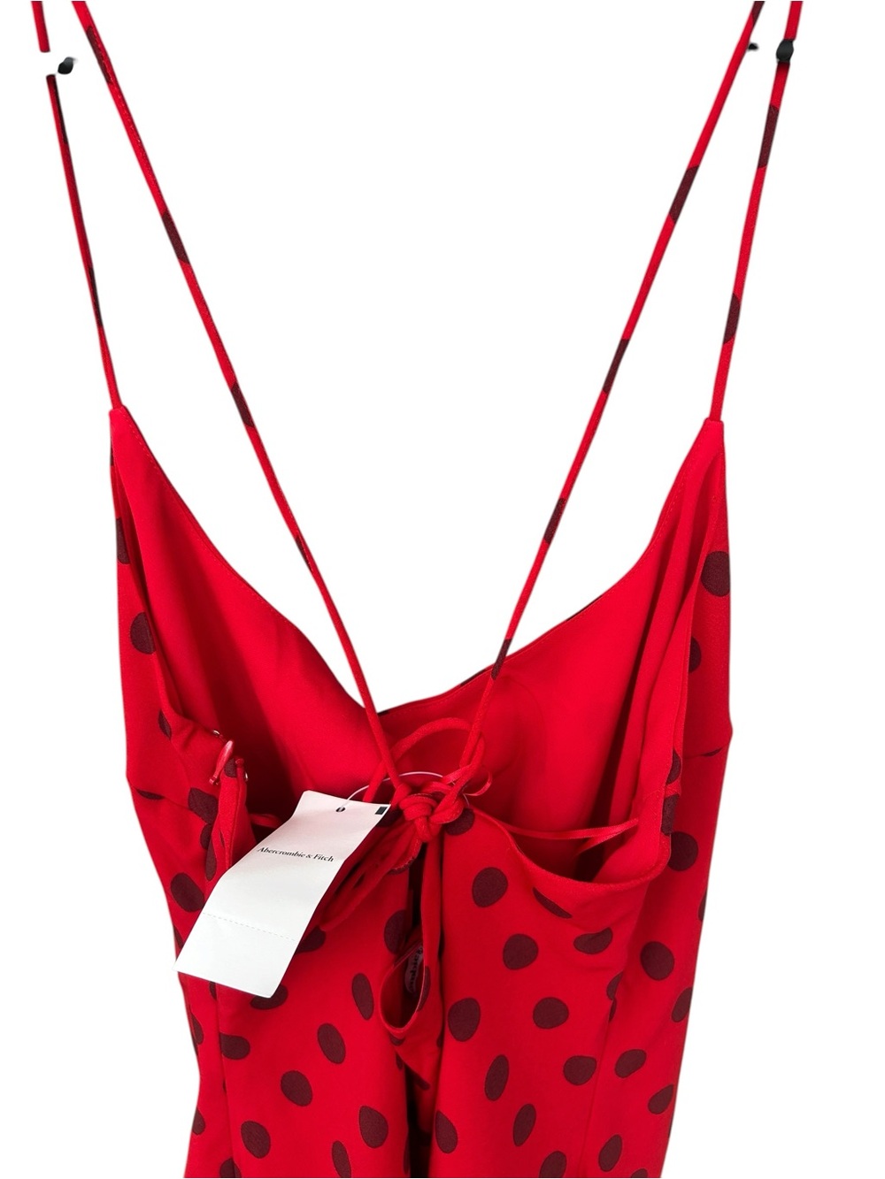 Abercrombie & Fitch NWT Red Polka Dot Mini Slip Dress - Size Small Petite - Picture 8 of 13